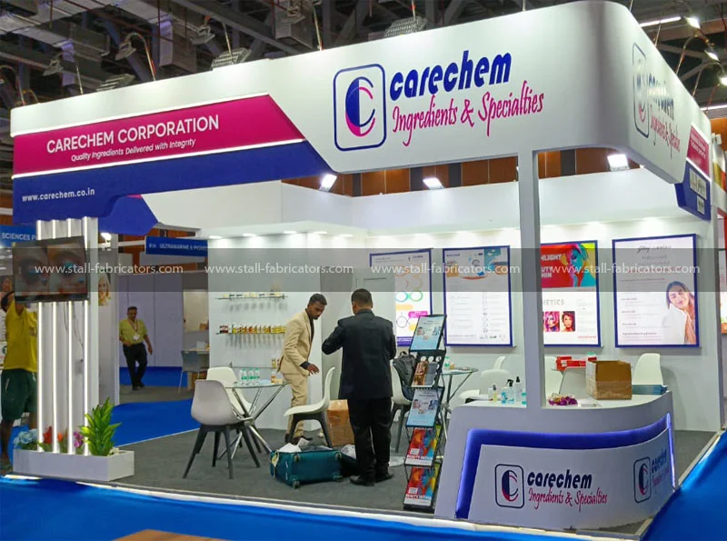 Carechem Corporation exhibition stall at Cosmetics Ingredients Expo – designed & fabricated by Stall Fabricators