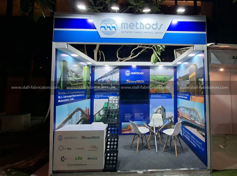 Methods India exhibition stall at FAI Annual Seminar – designed & fabricated by Stall Fabricators