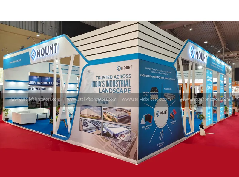 Mount Roofing exhibition stall at Roof India – designed & fabricated by Stall Fabricators