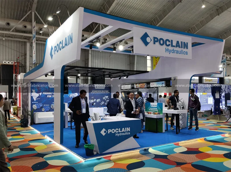 Poclain Hydraulics Pvt. Ltd. exhibition stall at Excon – designed & fabricated by Stall Fabricators